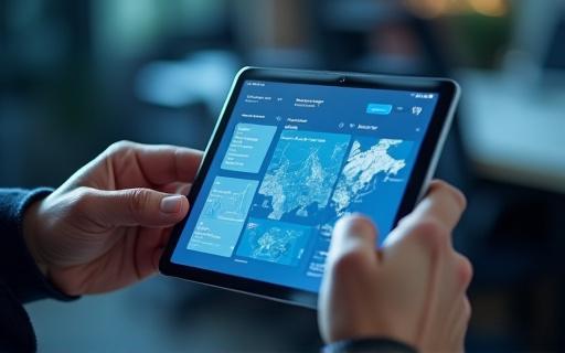 A user interacting with a custom weather dashboard on a tablet.