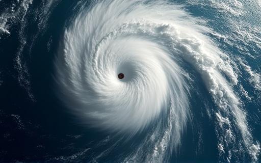 Satellite imagery of a developing hurricane.