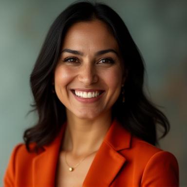Professional headshot of Priya Sharma, a woman with a confident smile.